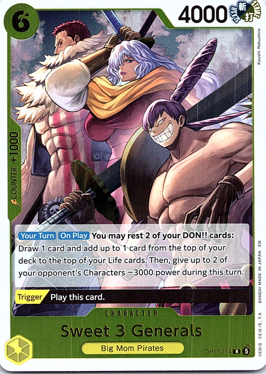 One Piece Card Game OP17-114 Sweet 3 Generals R Foil – English NM