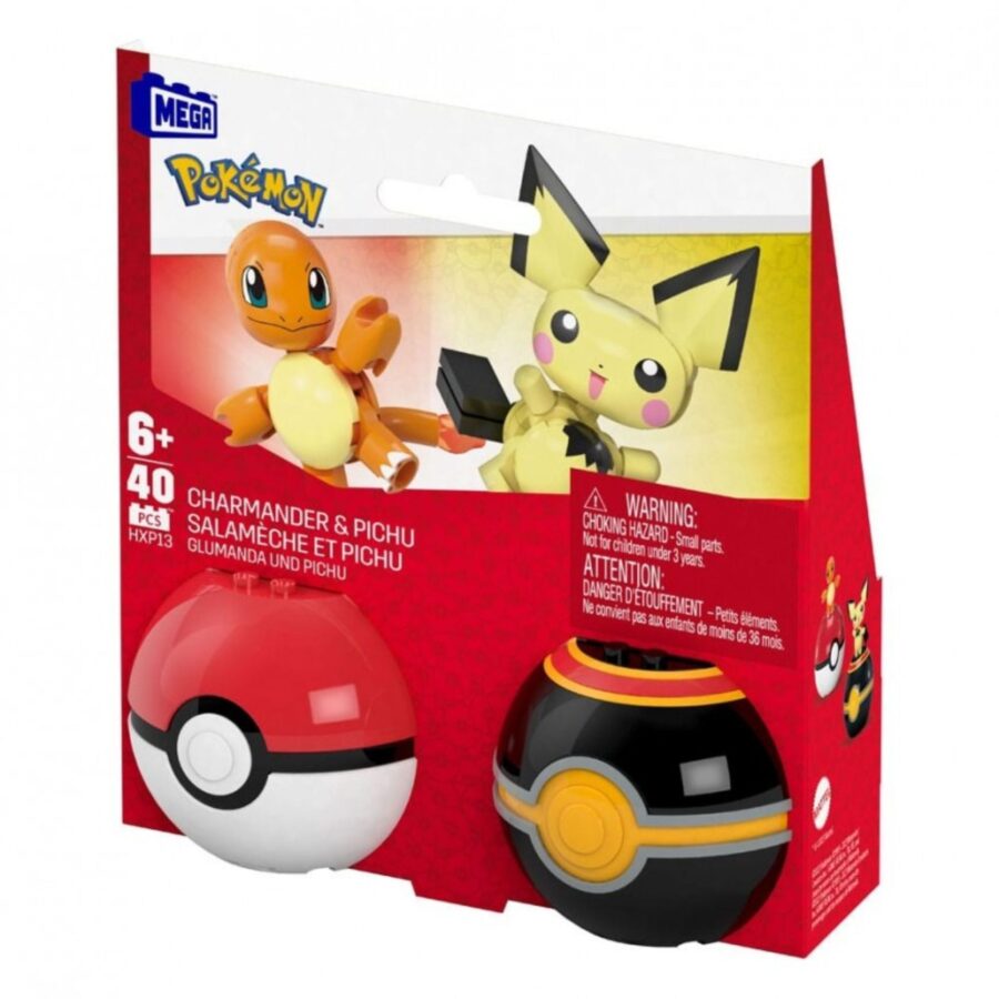 Mega Construx Pokemon Poke Ball Collection Charmander & Pichu