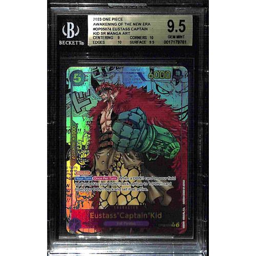 BGS 9.5 Eustass Captain Kid Manga Art SR OP05-074 - 2023 One Piece Card Game Awakening Of The New Era #9761