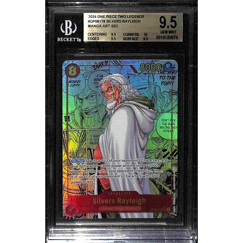 BGS 9.5 Silvers Rayleigh Manga Art SEC OP08-118 - 2024 One Piece Card Game Two Legends #0874