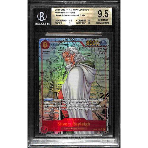 BGS 9.5 Silvers Rayleigh Manga Art SEC OP08-118 - 2024 One Piece Card Game Two Legends #9924