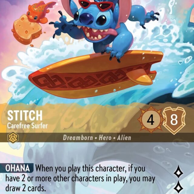 Stitch - Carefree Surfer (001-206) - Set 1: The First Chapter - Disney Lorcana Enchanted