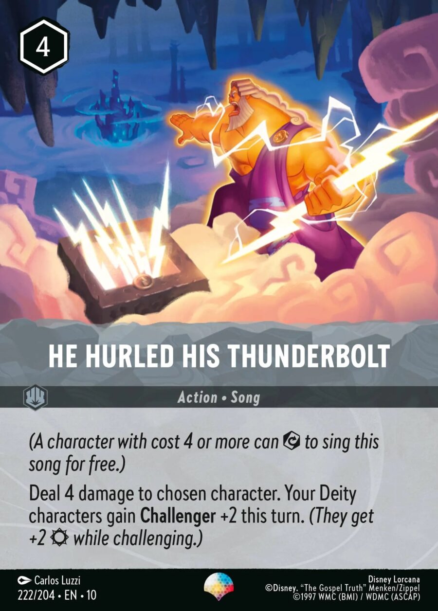 He Hurled His Thunderbolt (010-222) - Set 10: Whispers in the Well - Disney Lorcana Epic