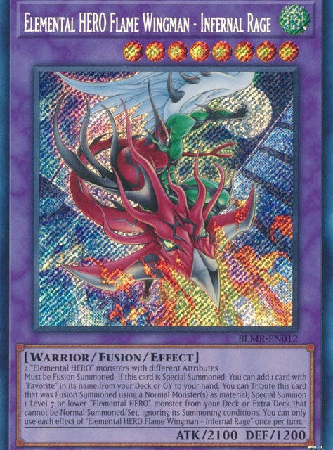 Elemental HERO Flame Wingman - Infernal Rage [BLMR-EN012] Secret Rare
