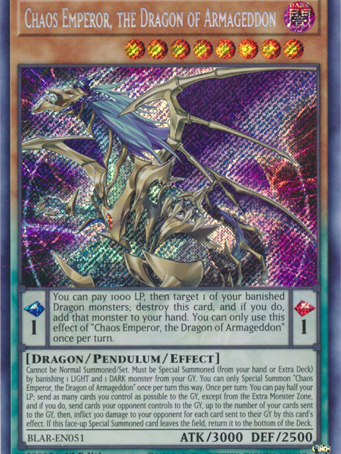 Chaos Emperor, the Dragon of Armageddon [BLAR-EN051] Secret Rare