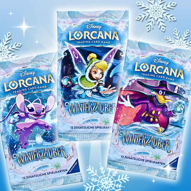 3x Disney Lorcana Winterzauber Booster Deutsch – 3 Boosterpacks, je 12 Karten inkl. Foil Karte, Sammelkartenspiel